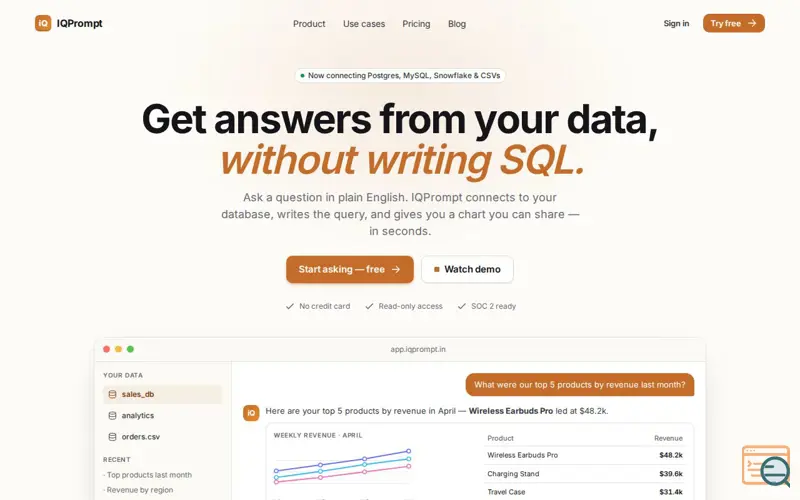 Screenshot of IQPrompt