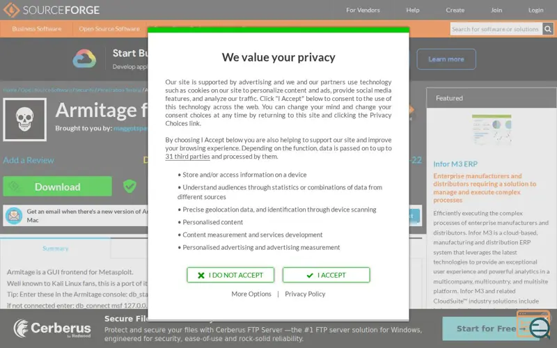 Screenshot of Armitage for Windows