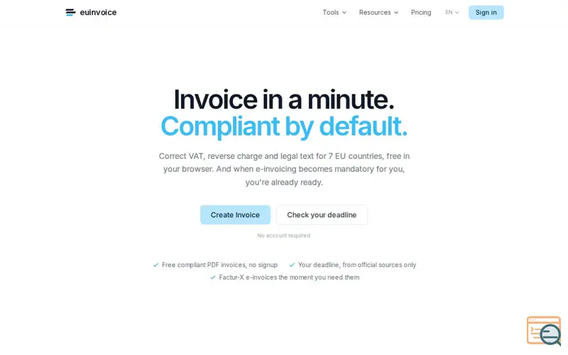 Screenshot of euinvoice.app