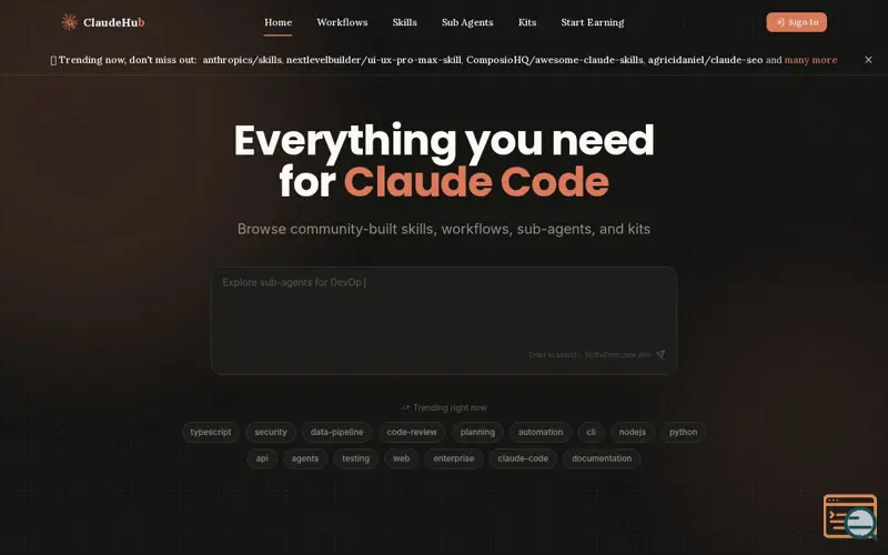 Screenshot of ClaudeHub