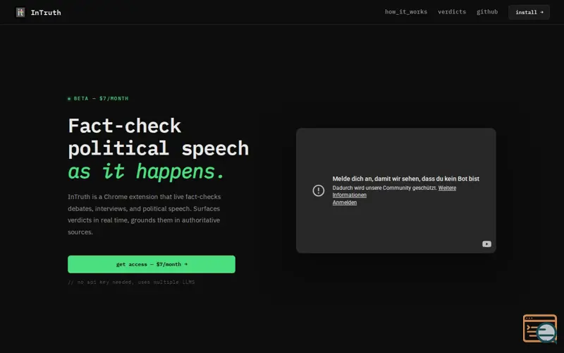 Screenshot of InTruth