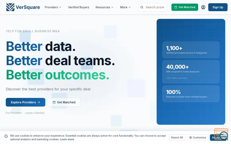 Screenshot of VerSquare, a launch using Userback