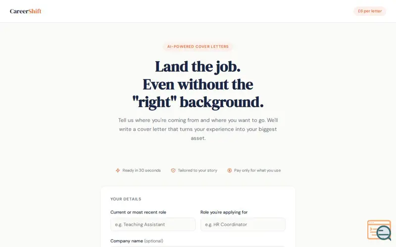Screenshot of CareerShift
