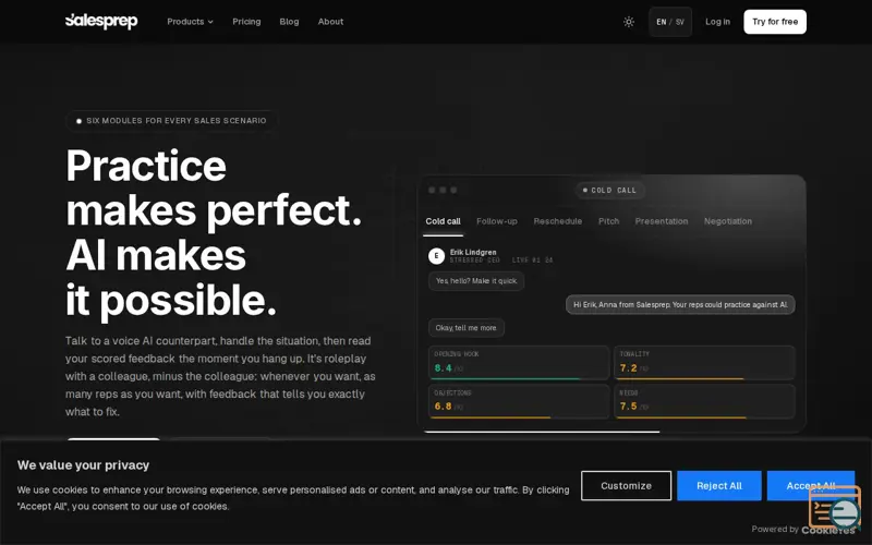 Screenshot of Salesprep.ai