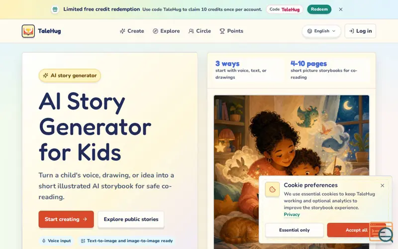 Screenshot of TaleHug
