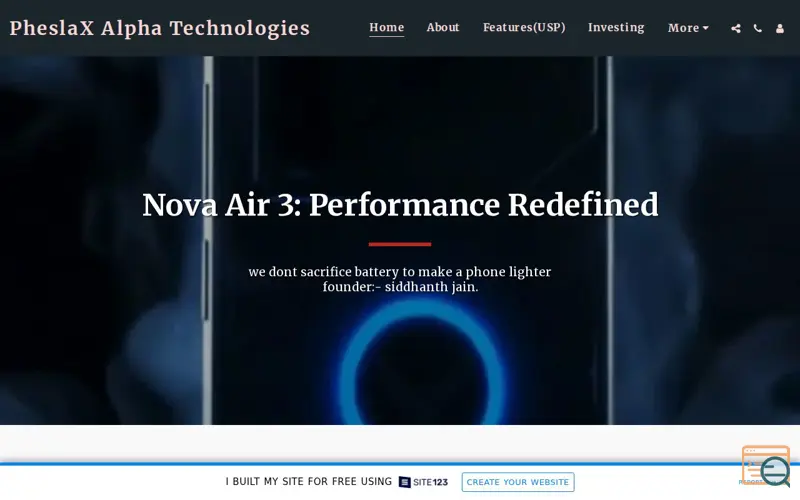 Screenshot of Nova Air 3, a launch using SITE123