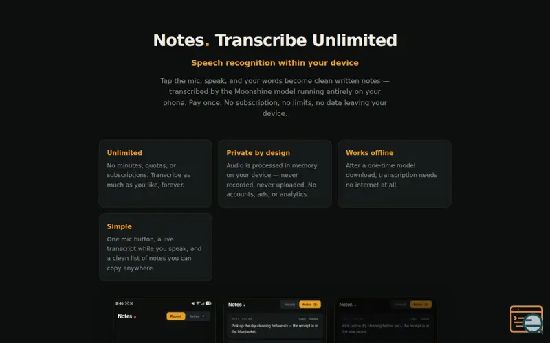 Screenshot of Notes: Transcribe Unlimited