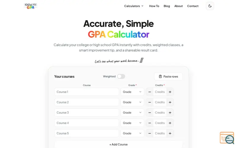 Screenshot of KnowMyGPA