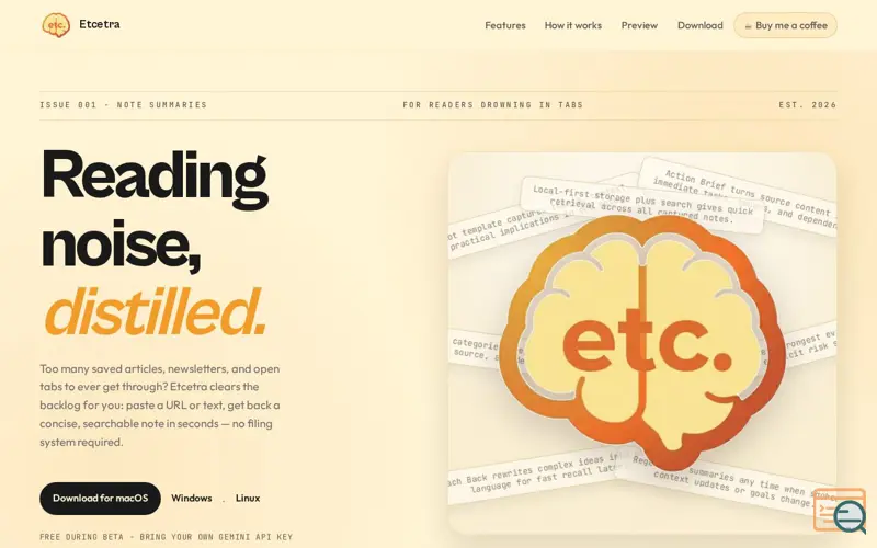 Screenshot of Etcetra