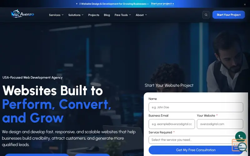 Screenshot of Web Development Agency in the USA | Avenzo Digital