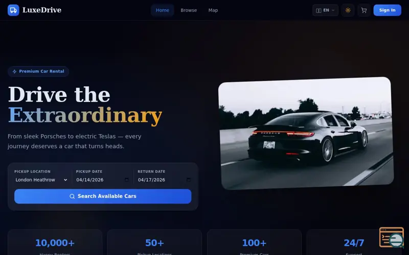Screenshot of LuxeDrive — Premium Car Rentals