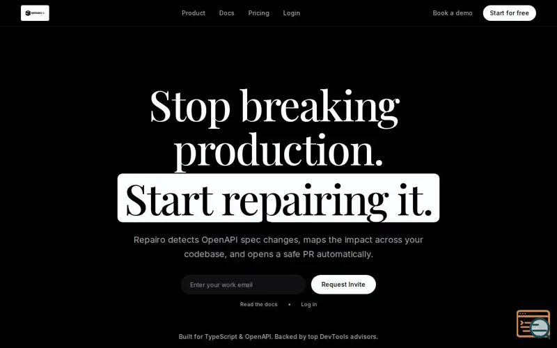 Screenshot of Repairo — Self-maintaining APIs