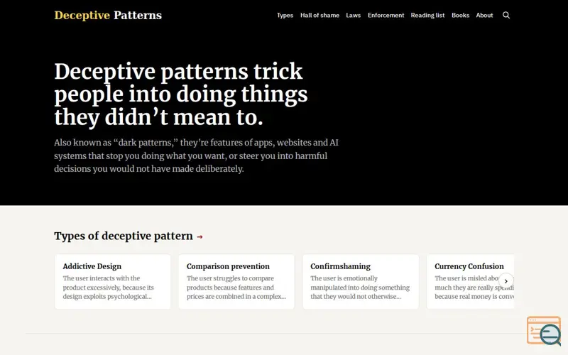 Screenshot of Deceptive.design