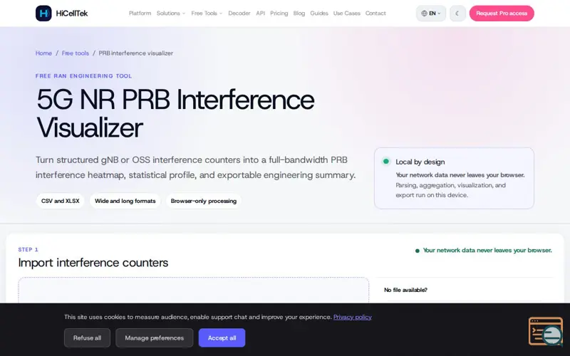Screenshot of HiCellTek NR PRB Visualizer