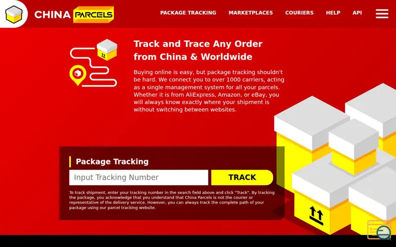 Screenshot of China Parcels