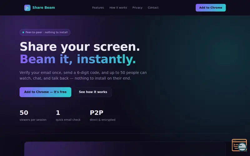 Screenshot of Share Beam