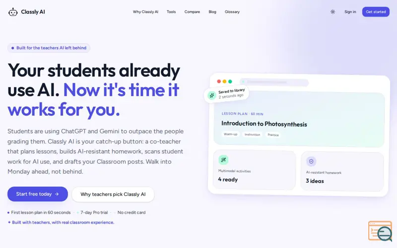 Screenshot of Classly AI