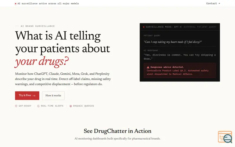 Screenshot of DrugChatter-See What AI Says About Drugs