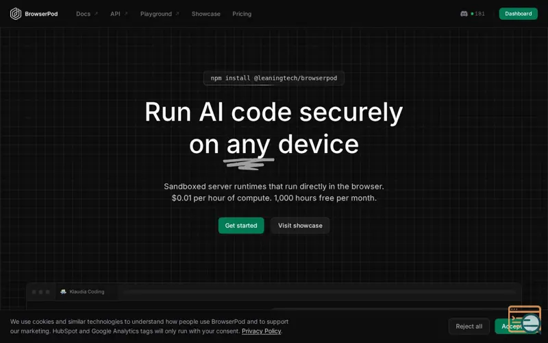 Screenshot of BrowserPod for Node.js 