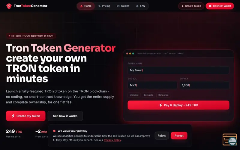 Screenshot of TronTokenGenerator
