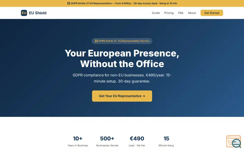 Screenshot of EU Shield, a launch using Hostido Email