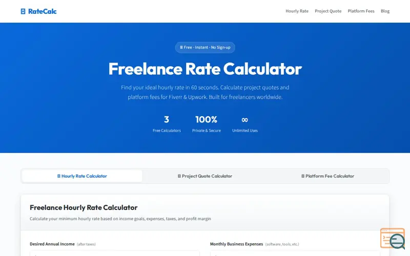 Screenshot of Freelance Rate Calculator 