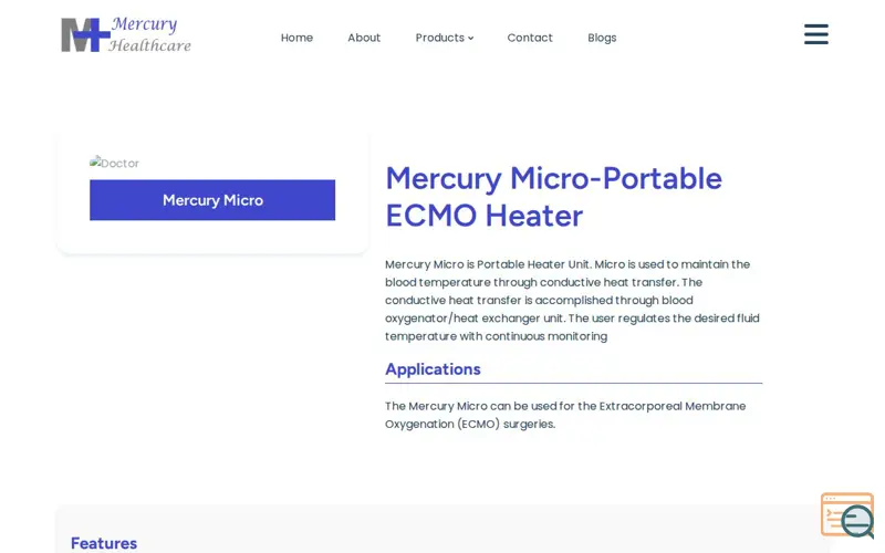 Screenshot of Mercury Micro Portable ECMO Heater
