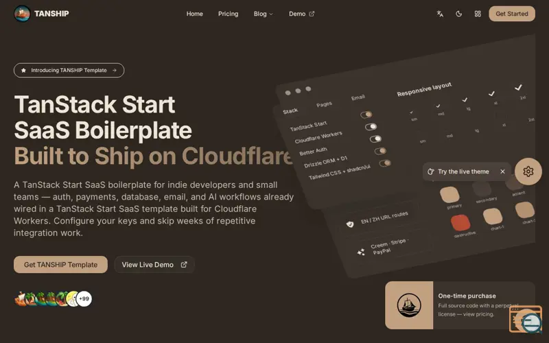 Screenshot of TanStack Start SaaS Boilerplate & Template | TANSHIP