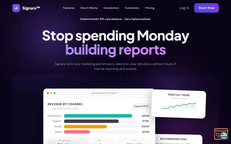 Screenshot of Signara AI Reporting Analyst