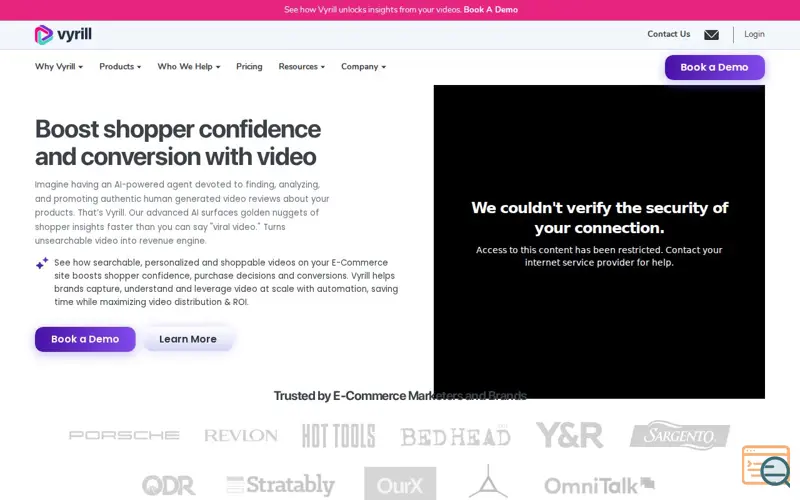 Screenshot of Vyrill Video Commerce