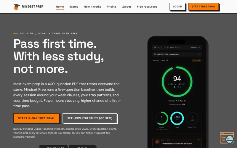 Screenshot of Mindset Prep