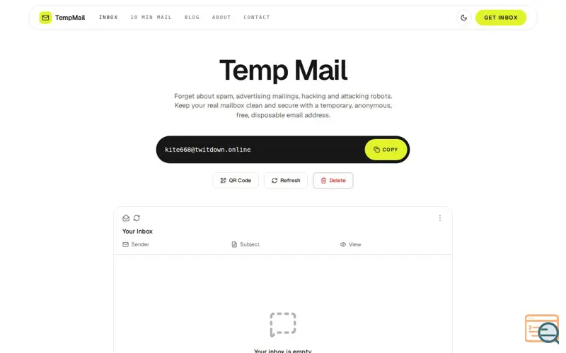 Screenshot of Temp-Mail