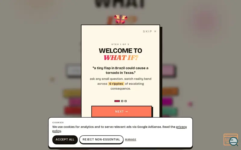 Screenshot of What If? AI Scenario Generator