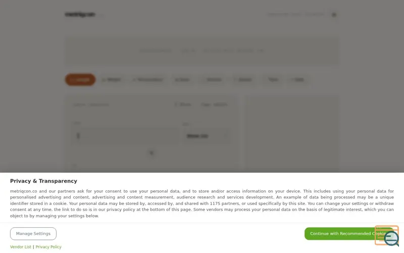 Screenshot of Metriqcon