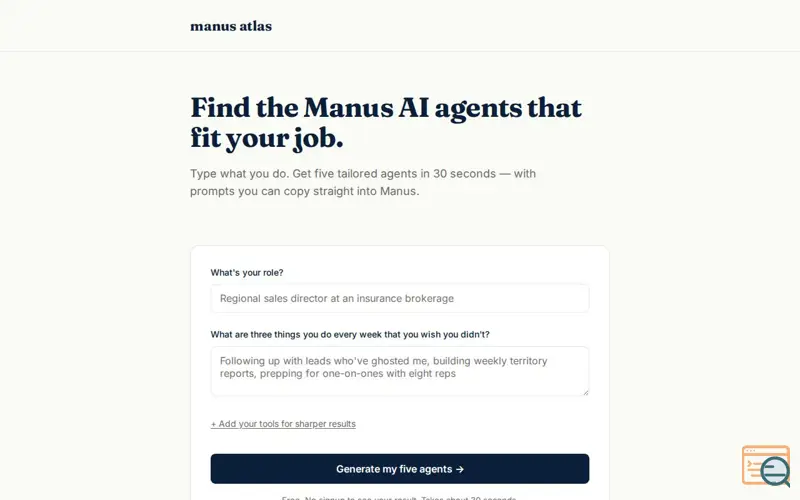 Screenshot of Manus Atlas