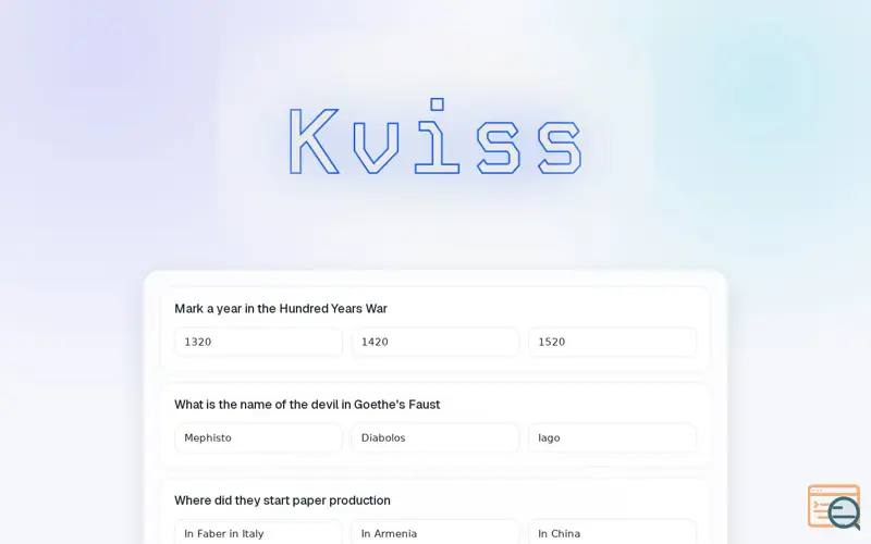 Screenshot of Kviss, a launch using Hyp.net DNS