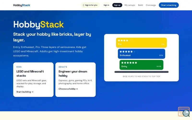 Screenshot of HobbyStack