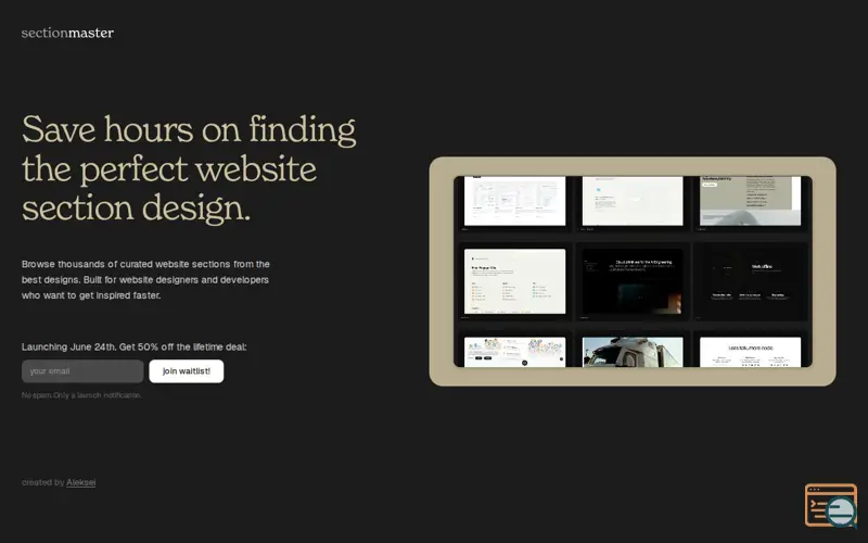 Screenshot of sectionmaster