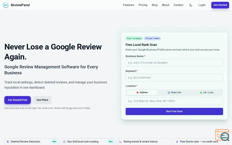 Screenshot of ReviewPanel