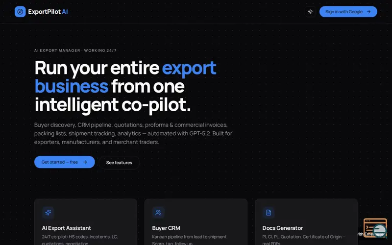 Screenshot of ExportPilot AI