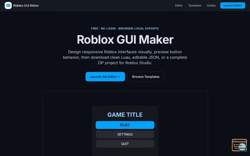 Screenshot of Roblox GUI Maker