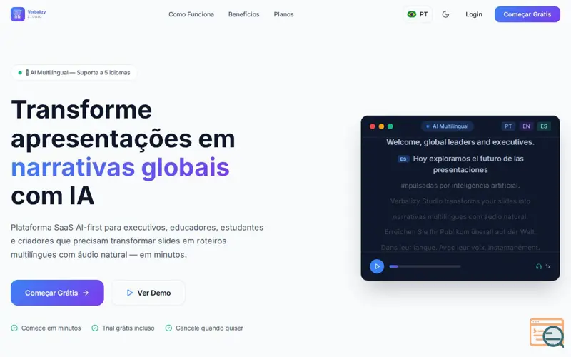 Screenshot of Verbalizy Studio, a launch using AWS Cognito