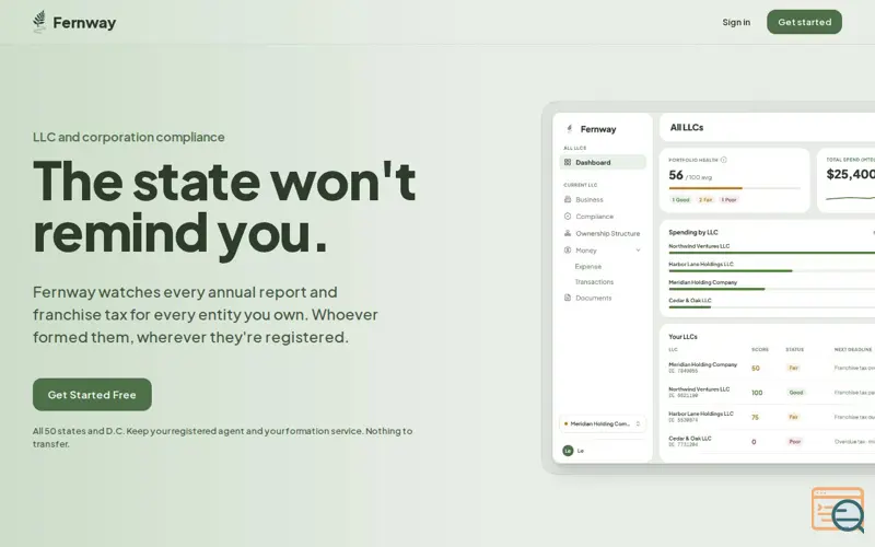 Screenshot of Fernway - Manage any LLC with confidence