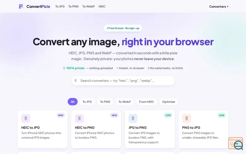 Screenshot of ConvertPixie