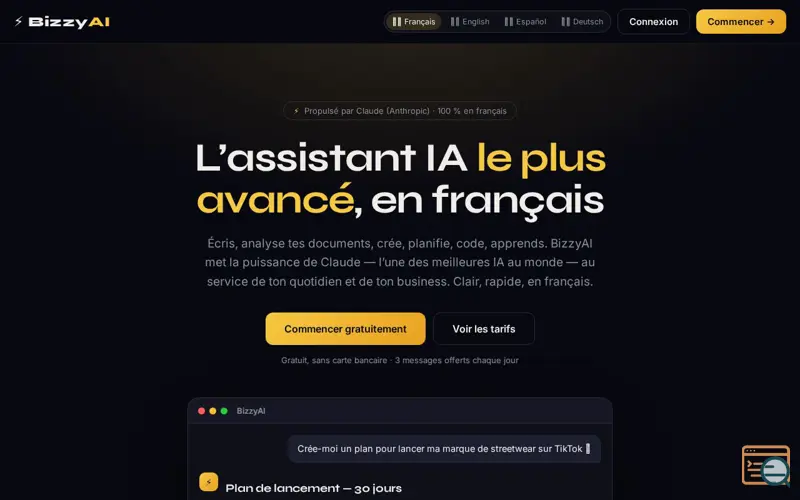 Screenshot of BizzyAI