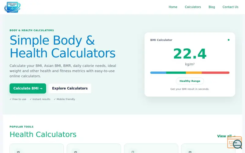 Screenshot of Body Mass Tools - Free Health Calculator