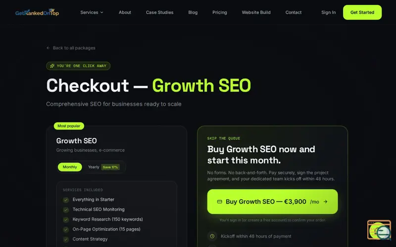 Screenshot of Buy Growth SEO now and start this month., a launch using SuperHosting.bg Email