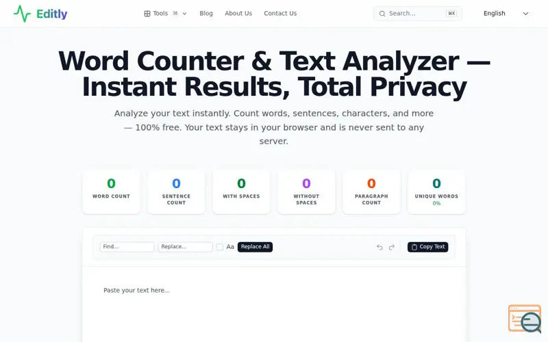 Screenshot of Editly — Text Analysis Suite