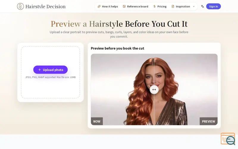 Screenshot of AI Hairstyle App