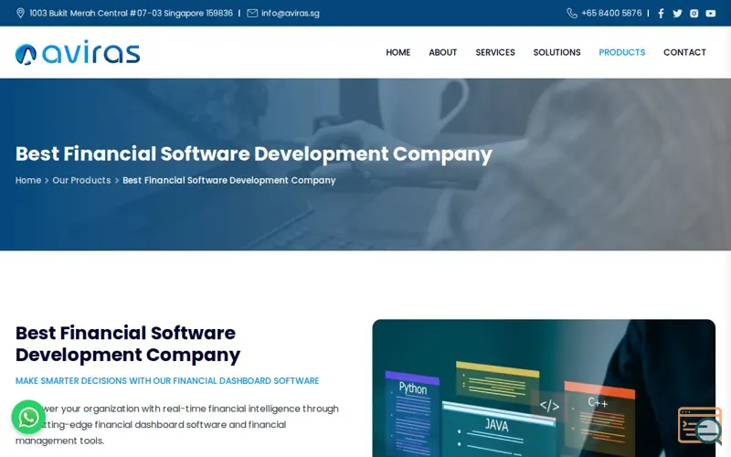 Screenshot of Financial Software Development | Aviras 
